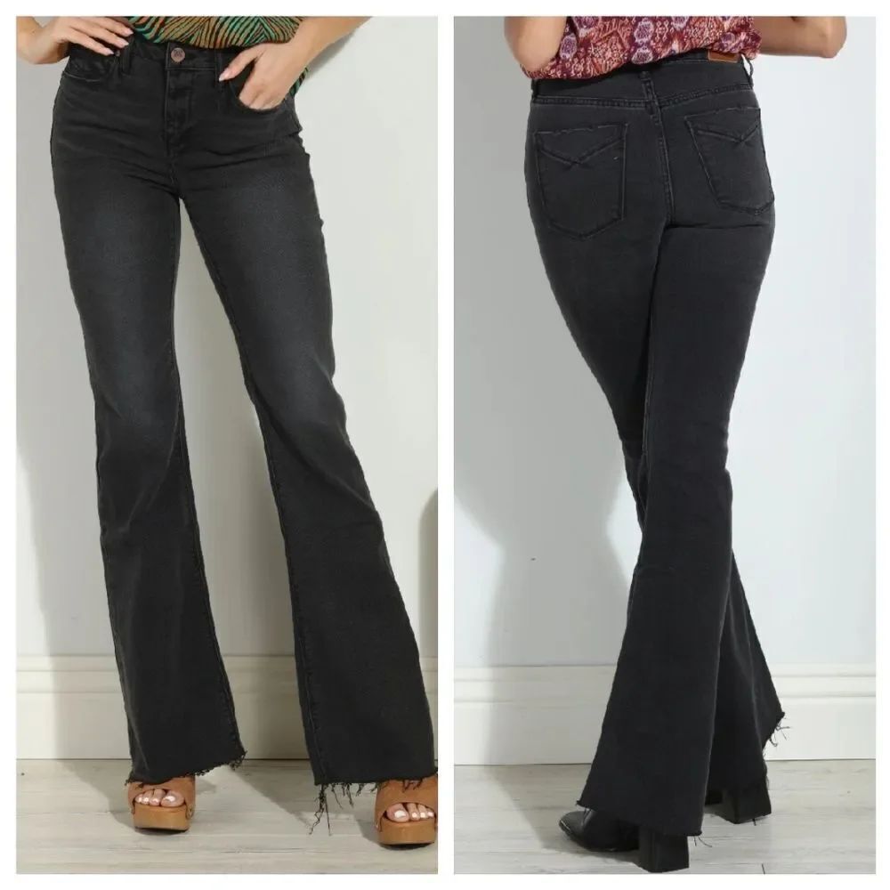 GUC Black Raw Hem Unpublished Flare Jeans